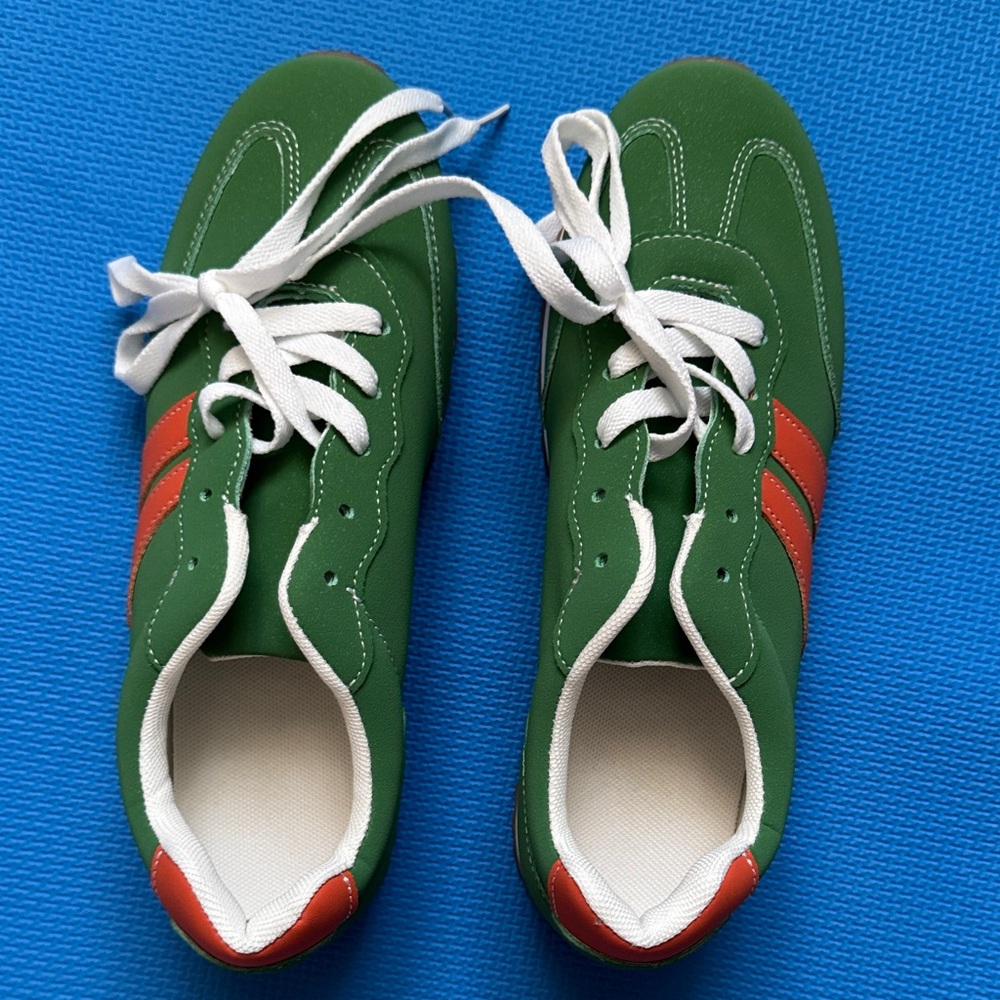 Green and Orange Athletic Shoes